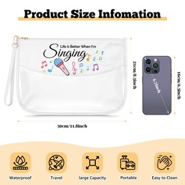 Gfhzdmf Singing Gifts for Girls Clear Makeup Bag Music Lover Gift Appreciation Present for Music Teacher Coach Cosmetic Bag Christmas Birthday Present for Daughter Sister Friend Musician Travel Pouch