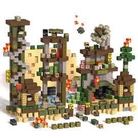 GobiDex 500PCS STEM Game-Based Recon Base Magnetic Blocks Adventure Themed Toy Set in Gift Package - Color: 200 PCS (100PCS* 2)