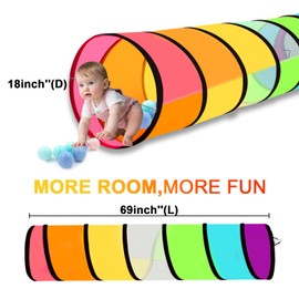 Hovinke Kids Play Tunnel Tent for Toddlers, Colorful Pop Up Tunnel with Breathable Mesh, Crawl Tunnel for Boy and Girl Play Tunnel Indoor and Outdoor (2 Pack)