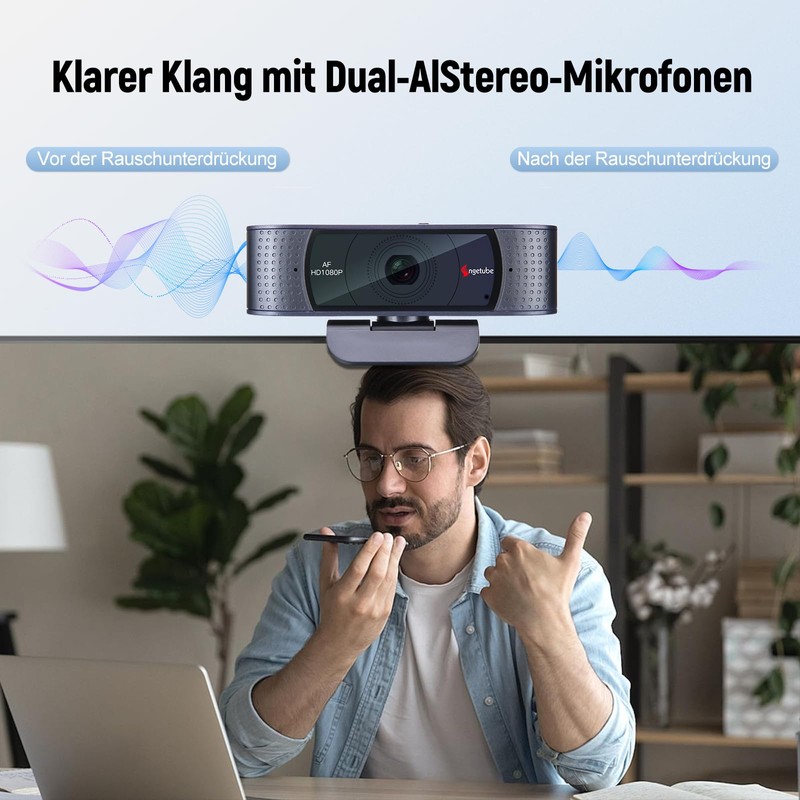 Angetube Webcam for PC - 1080P Full HD Streaming Webcam