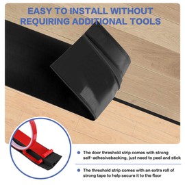 Floor Transition Strip Vinyl Door Threshold Ramp Self Adhesive Carpet Edging Strip Doorway Edge Trim, Overlap Edge Reducer for Laminate Carpet, Floor, Tile (Black, 3/5" to 4/5", 3.3Ft)