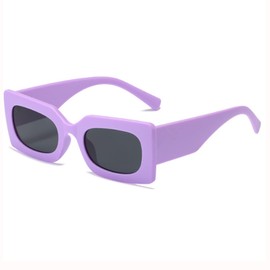 GIFIORE Retro Rectangle Sunglasses For Women Cute Colorful Trendy Chunky Square Sun Glasses, Purple/Grey