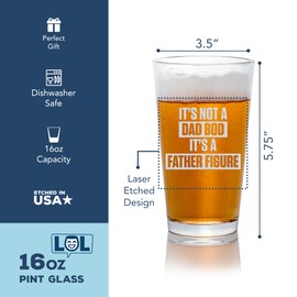 Dad Bod Father Figure Pint Beer Glass - New Dad Gift, Fathers Day, Fathers Day Gift, Gift For Dad, Dad To Be Gift, Father Figure, Dad Bod, Expecting Parents, Funny Gift, Not A Dad Bod