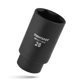 TIGHTSPOT 1/2 Inch Drive - 28 mm Deep Impact Socket with Anti-Rounding 6 Point Design, Heat-Treated CRV Steel, Metric