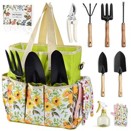 Schwylth Gardening Tools Set, 10 Pieces, Heavy Duty, Steel, Complete Gardening Tool Set with Storage Handbag Box, Best Gardening Gifts for Women