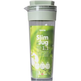 Takeya Slim Jug, 3.3 fl oz (1.1 L), Green, For Hot Water, Can Be Placed Horizontally, Refrigerator Door Pocket, Cold Water Bottle