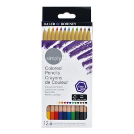 Daler-Rowney Simply Hex Colouring Pencil Set, 12 Assorted Colours, For Entry-Level Artists & Hobbyists