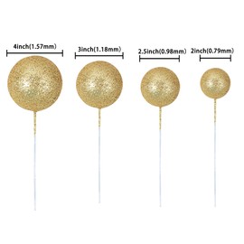 30 bolas de espuma con purpurina para tartas, mini globo, decoración para decoración para baby shower, boda, aniversario, niños, cumpleaños, graduación, fiesta, decoración de pasteles, color dorado