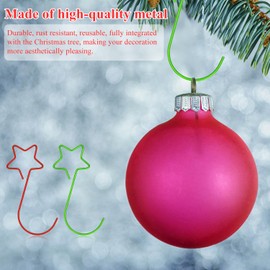CHEERYMAGIC Christmas Ornament Hooks, 40PCS Star-Shaped Bauble Hooks Metal Christmas Tree Hangers Hook for Xmas Party Balls Decorations Home Wedding DIY Crafts Hanging Decor A3XXGZ (A)