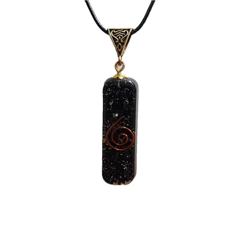 Hand Crafted Black Tourmaline Gemstone ORGONE Pendant Powerful Reiki Protective