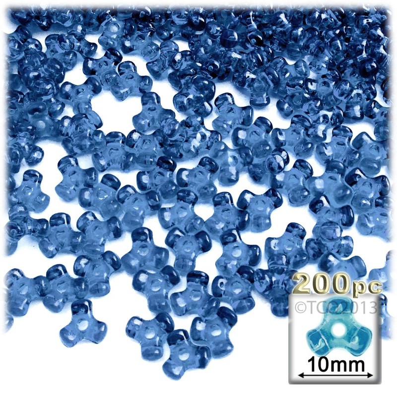 200pc Plastic Transparent Tribeads 10mm Raspberry Red Beads
