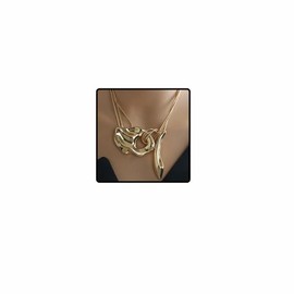 sunglnl Chunky Gold Necklace For Women, 14k Gold-Plated Non Tarnish Choker With Large Geometric Pendant Funky Metallic Style Jewelry Gift, 44 cm/17.32 Inches, Alloy Steel, No Gemstone