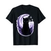 Mystical Black Cat with Crescent Moon and Stars Witchy Vibe