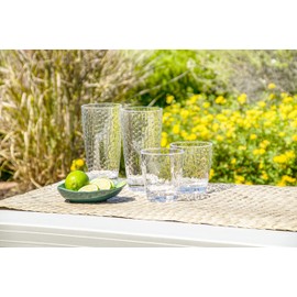 TarHong Hammered Jumbo Drinkware, Premium Plastic, Clear, 23.8-Ounce, Set of 6