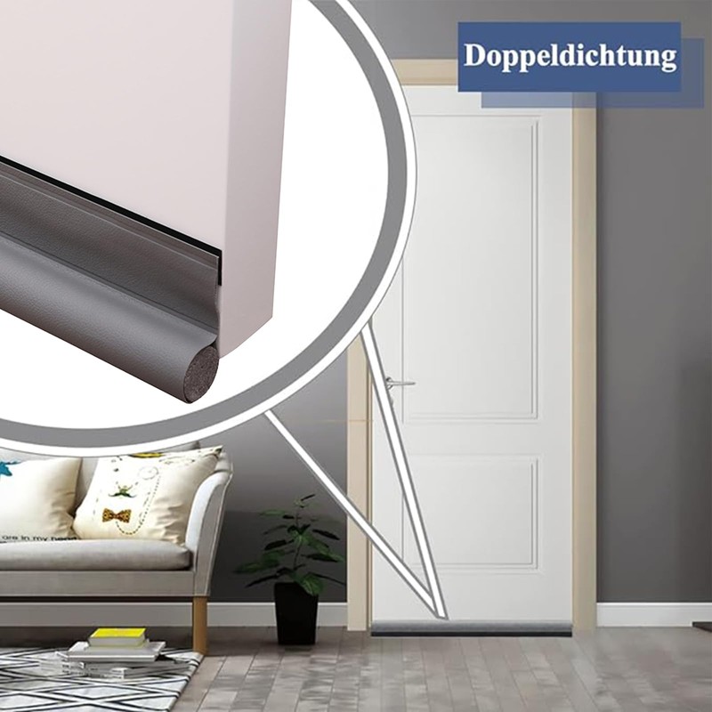 2 x 96 cm black draught excluder for doors, draught