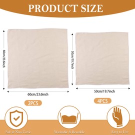 Pack of 6 Straining Cloth, Cheesecloth, Pure Cotton Muslin Cloth, Filter Cloth for Straining, Reusable, Unbleached Cotton Cheesecloth, Linen Cloth for Soy Milk, Yogurt, Vegetables, Steaming