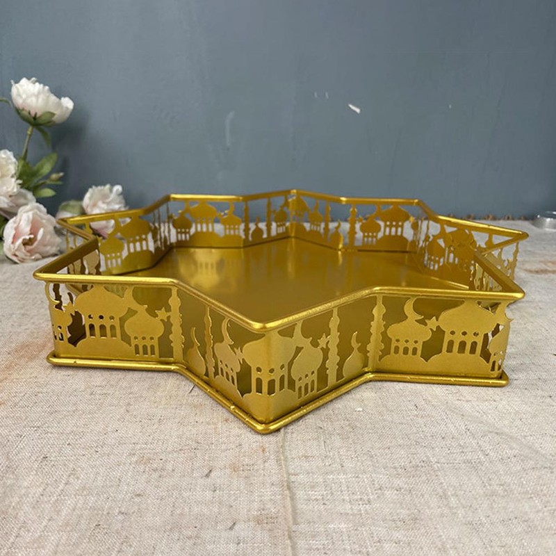 Ramadan Food Serving Tray Iron Food Plate Dessert Pastry Candy