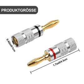 QttvbTna 4 x Speaker Banana Plugs, 4 mm Speaker Connectors, Audio Jack Connector for Speaker Cables, Sockets, Amplifiers, Suitable for Cables with a Wire Size up to 4 mm