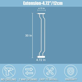 flower frail Extra Wide Baby Gate 4.72in Extensions Walk Through Baby Gate Pressure Mount Auto Close Child Safety Gates (White, Extension-4.72"/12cm)