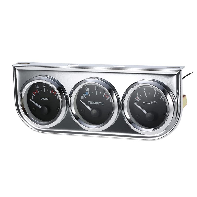 Domary 52MM Oil Pressure Celsius Water Temperature Gauge Voltmeter Chrome