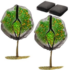 Paquete de 2 bolsas de red para árboles frutales con cremallera y cordón, malla ultra fina de 6 x 6 pies, malla para plantas de jardín, redes para pájaros para arbustos de arándanos, árboles