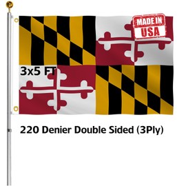 Hypoth Double Sided Maryland Sates Flag 3x5 FT Outdoor- UV Fade Resistant 3Ply Maryland MD Flags Canvas Header with 2 Brass Grommets Easy to Rising