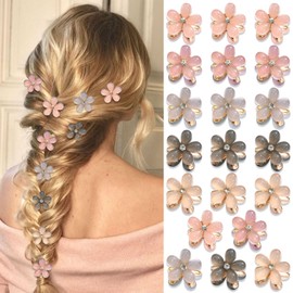 Small Crystal Flower Hair Claw Clips Mini Spring Claw Clips