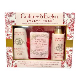 Crabtree & Evelyn EVELYN ROSE Hand Therapy, Bar Soap, Body Mist Gift Set - Full Size
