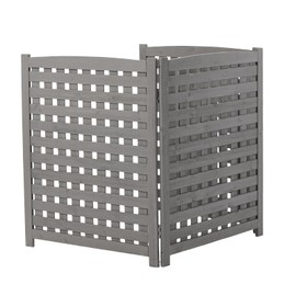 32" W x 38" H Air Conditioner Fence,3 Panels Privacy Screen for Outside,Easy Install Outdoor Wood Privacy Fence for Garden Backyard & Patio (Lattice Grey)