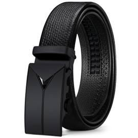 ITIEZY Men's Belt Ratchet Automatic Belt for Men 35 mm Wide Leather Belt, Black 117