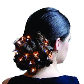 Party Time Hair Lights by Dr. Organizer – 14 Blue & Clear Bulbs with 12 Hair Clips – 3 Light Modes, Batteries Included – Fun, Dazzling Hair Accessory for Parties & Events