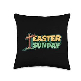 Rabbit Egg Jesus Easter Sunday Resurrection Easter Jesus Resurrection Sunday Egg Rabbit Holiday Throw Pillow, 16x16, Multicolor
