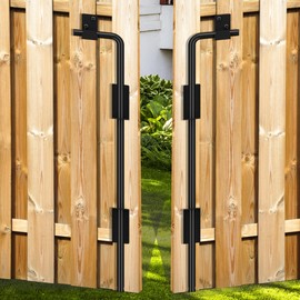Auxdee 18 inch Gate Drop Rod, Cane Bolt for Wooden Fences Metal Gates, Bolt Gate Ground Latch for Double Doors or Vinyl Fence Gates, Heavy Duty Gate Ground Stopper Hardware, Black Finish (2 Pack)
