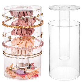 Yofi Design Headband and Scrunchie Holder Stand - Girls Clear Acrylic Scrunchie Holder Organizer - Vanity Display Jewlery Storage for hair accessories Bows, Hair Ties, Clips, and Pins