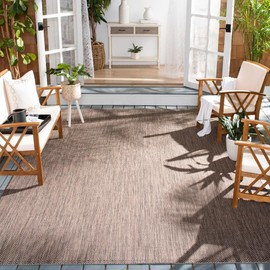 SAFAVIEH Courtyard Collection Area Rug - 9' x 12', Brown & Beige, Non-Shedding & Easy Care, Indoor/Outdoor & Washable-Ideal for Patio, Backyard, Mudroom (CY8022-36321)