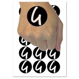 Letter G Uppercase Felt Marker Font Temporary Tattoo Water Resistant Fake Body Art Set Collection - 15 2" Tattoos (1 Sheet)