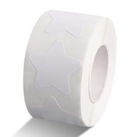 Dimeho 500 Pcs White Star Stickers Roll, 1 Inch Self-Adhesive Small Stars Labels Waterproof Removable Star Shape Stickers for Reward Arts and Crafts Wall Classroom Decals Teacher Business