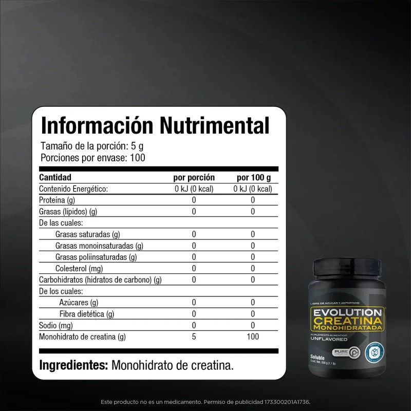 Creatina Monohidratada Pura Polvo Sabor 100 Servicios Suplementos Alimenticios Creatine