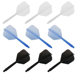 DGHAOP Integrated Dart Flight and Shafts 9PCS Nylon Plastic Integrated Dart Shaft and Flights Tip Darts Set White Black and Blue