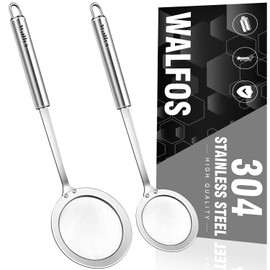 Walfos Fat Skimmer Spoon, 304 Stainless Steel Fat skimmer For Cooking, Fine Mesh Strainer, Food Strainer Fit For Separation Of The Floating Foam, Fat, Grease - Set of 2 Sise