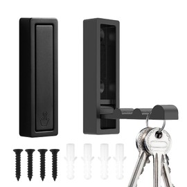 U-Vathing 2PCS Folding Wall Hooks,Heavy Duty Foldable Coat Hooks No Rust Fold Up Hooks Towel Hook Wall Wount for Bathroom Kitchen for Hanging Coat Towels Clothes Hat Bags Keys (2, Rectangle-Black)