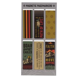 Christian Art Gifts Magnetic Scripture Bookmark/Pagemarker Set for Men & Women: Scenic Mountains - Set of 6 w/Inspirational Scripture for Bibles, Fridges, Books, Multicolor Outdoor Theme, Small