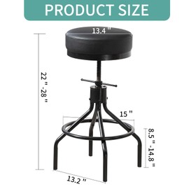 CHIDOCHILO Counter Height Bar Stools Set of 2 Adjustable Swivel Barstools Modern PU Leather 28inch Round Backless Metal Industrial Stool Bar Chair for Kitchen Island (2, Black)
