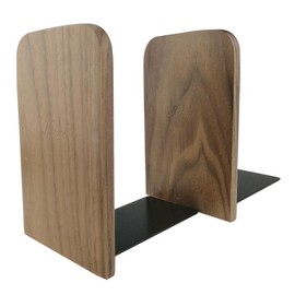 Winterworm Simple Nature Japanese Style Black Walnut Wood Bookends Book Ends For Home Office Library School Study Decoration Gift (Square, Small)