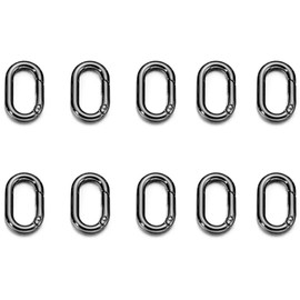 10 Pcs Spring Oval Rings, 25mm*12mm Oval Carabiner Snap, Zinc Alloy Buckle Oval Clips for DIY, Keyrings, Bags, Camping, Black