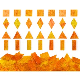 CHICSHIS Large Textured Transparent Glass Mosaic Tiles, 200G Vibrant 4 Shapes Stained Glass Pieces for DIY Mosaic Crafts Bulk, 70pcs Mosaic Glass Tiles for Mosaic Art Decor, Pumpkin