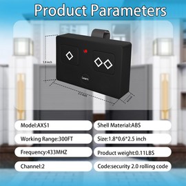 AXS1 3-Button Remote Transmitter,Replacement for Ghost Controls Gate Opener,Compatible with Ghost Controls Single and Dual Opener Systems,Opener Keyboard,300 ft,1pack, 3-Years-Warranty