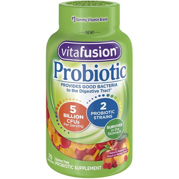 Vitafusion Probiotics Gummies for Men & Women, Raspberry, 70 Count