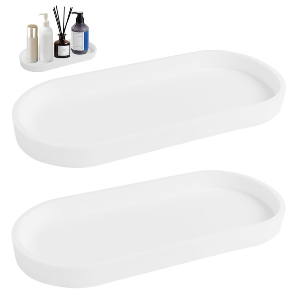 2 Stück Badezimmer Tablett Deko, Silikon Klein Tablett, Schminktisch Ablageschale,