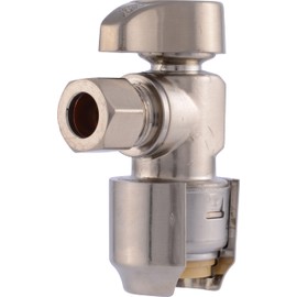 SharkBite Max 1/2 x 3/8 Inch Compression Angle Stop Valve, Quarter Turn, Push to Connect Brass Plumbing Fitting, Brushed Nickel Finish, PEX Pipe, Copper, CPVC, PE-RT, HDPE, UR23036BN